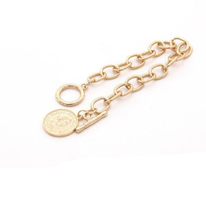 Gold Link with Coin Charm Bracelet for Women