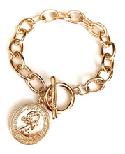 Load image into Gallery viewer, Gold Link with Coin Charm Bracelet for Women