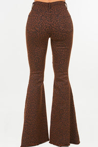 Leopard Print Bell Bottom jean in Brown