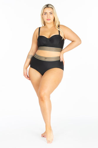 Ladies Plus Size Underwire Crop Top High Waist