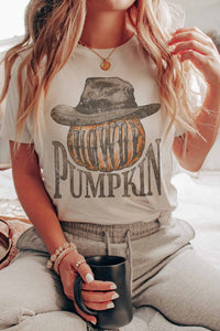 HOWDY PUMPKIN COWBOY GRAPHIC TEE PLUS SIZE