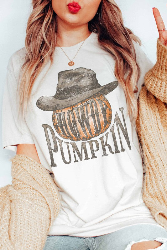 HOWDY PUMPKIN COWBOY GRAPHIC TEE PLUS SIZE