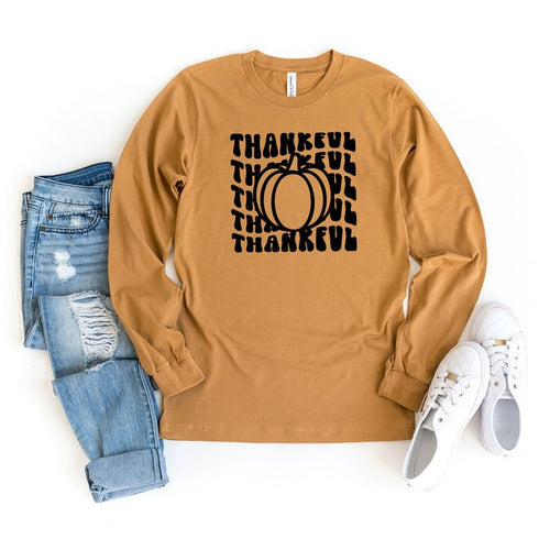 Stacked Thankful Pumpkin Long Sleeve Graphic Tee