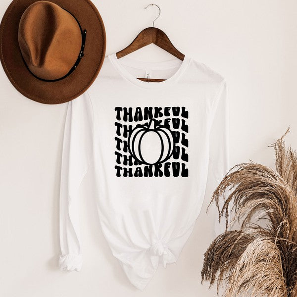 Stacked Thankful Pumpkin Long Sleeve Graphic Tee