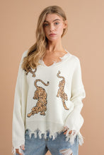 Load image into Gallery viewer, Frayed Edge Sequin Tiger Sweater