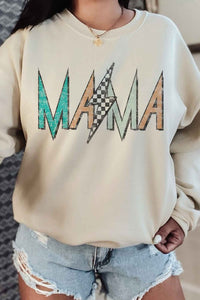 CHECKER LIGHTNING MAMA GRAPHIC SWEATSHIRT