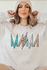 CHECKER LIGHTNING MAMA GRAPHIC SWEATSHIRT