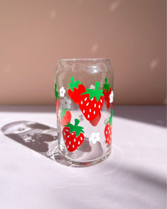 Strawberry Glass Cup 16oz