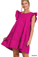 Load image into Gallery viewer, RUFFLED CAP SLEEVE BABYDOLL TIERED MINI DRESS