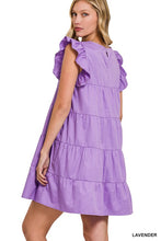 Load image into Gallery viewer, RUFFLED CAP SLEEVE BABYDOLL TIERED MINI DRESS