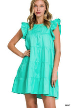 Load image into Gallery viewer, RUFFLED CAP SLEEVE BABYDOLL TIERED MINI DRESS