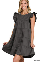 Load image into Gallery viewer, RUFFLED CAP SLEEVE BABYDOLL TIERED MINI DRESS