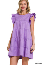 Load image into Gallery viewer, RUFFLED CAP SLEEVE BABYDOLL TIERED MINI DRESS