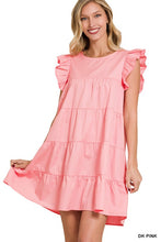 Load image into Gallery viewer, RUFFLED CAP SLEEVE BABYDOLL TIERED MINI DRESS