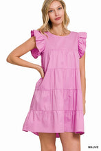 Load image into Gallery viewer, RUFFLED CAP SLEEVE BABYDOLL TIERED MINI DRESS