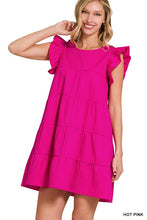 Load image into Gallery viewer, RUFFLED CAP SLEEVE BABYDOLL TIERED MINI DRESS