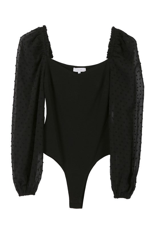 Mesh sleeve bodysuit