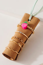 Load image into Gallery viewer, Set of 5 Fruit Metal Rings