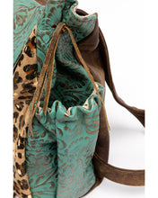 Load image into Gallery viewer, Upcycled Gold Turqoise Paisley Backpack