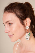 Load image into Gallery viewer, Rose Champagne Bottle Seed Beaded Earrings