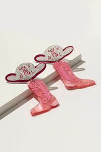 LETS GO GIRL Cowboy Boot Dangle Earrings