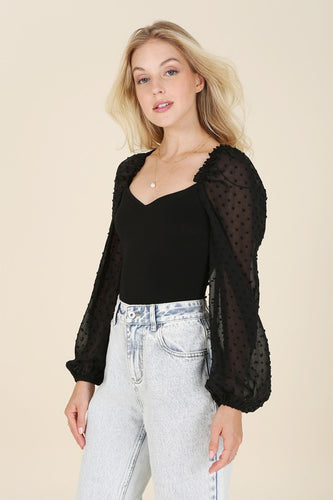 Mesh sleeve bodysuit