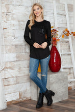 Load image into Gallery viewer, Solid Long Sleeve Top with Sequined Chest Pocket