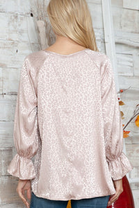 Leopard Long Sleeve Keyhole Top