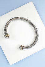 Load image into Gallery viewer, TWISTED CABLE WIRE OPEN BANGLE TWO TONE CUFF BRACE