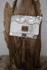 Upcycled Maxine White Tooled Bag