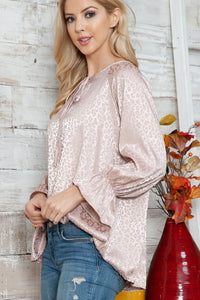 Leopard Long Sleeve Keyhole Top