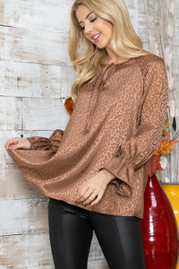 Leopard Long Sleeve Keyhole Top