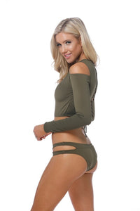 OLIVE LONG SLEEVE SPORTY BIKINI SET