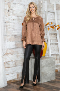 Leopard Long Sleeve Keyhole Top