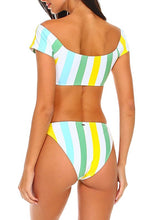 Load image into Gallery viewer, Lido Striped Off-Shoulder Bikini Set