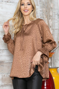 Leopard Long Sleeve Keyhole Top