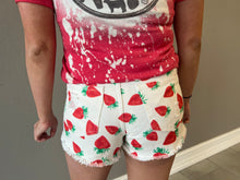 Load image into Gallery viewer, White Distressed Berry Shorts