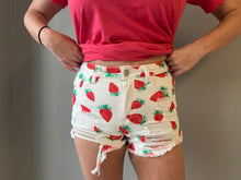 Load image into Gallery viewer, White Distressed Berry Shorts