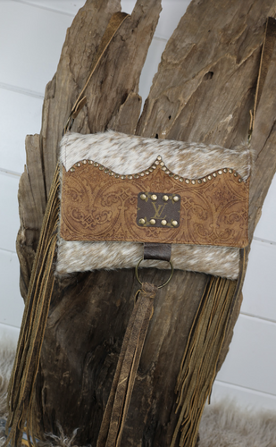 Upcycled Maxine Cowhide Tooled Bag