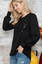 Load image into Gallery viewer, Solid Long Sleeve Top with Sequined Chest Pocket