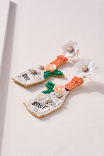 Load image into Gallery viewer, Rose Champagne Bottle Seed Beaded Earrings