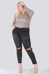 PLUS SIZE SKINNY WITH DESTROY