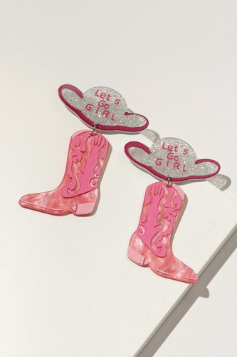 LETS GO GIRL Cowboy Boot Dangle Earrings