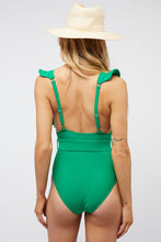 Load image into Gallery viewer, SOLID RUFLLE SLEEVE ONE PIECE SWIMSUIT