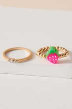 Load image into Gallery viewer, Set of 5 Fruit Metal Rings