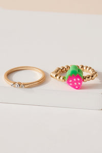 Set of 5 Fruit Metal Rings