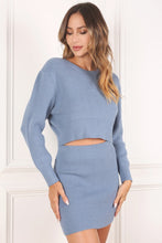 Load image into Gallery viewer, Ribbed knit crop top and skirt set