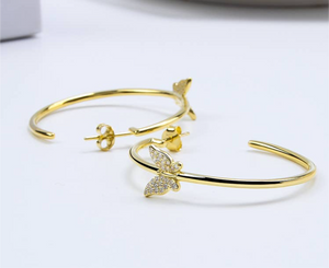 18K Butterfly Hoops