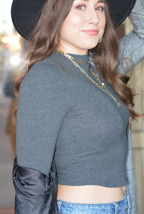 Grey Crop Long Sleeve