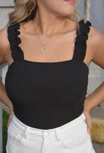 Load image into Gallery viewer, Daydreamer Black Ruffle Bodysuit